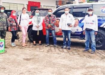 DPW Perindo Bersama Laskar Merah Putih Lakukan Penyemprotan Densifektan Cegah Covid-19