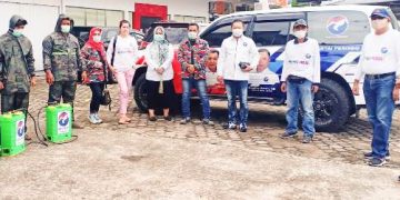 DPW Perindo Bersama Laskar Merah Putih Lakukan Penyemprotan Densifektan Cegah Covid-19