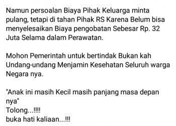Viral !! Muhammad Aldino di Facebook, ini Tangapan RSUD Raden Mattaher