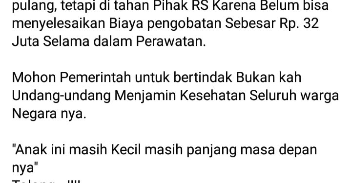 Viral !! Muhammad Aldino di Facebook, ini Tangapan RSUD Raden Mattaher