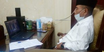 Pjs. Bupati Mashuri Melalui Vidcom Melaporkan Kondisi Kabupaten Merangin  Kepada Pjs Gubernur Jambi