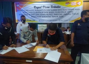 KPU Tanjabtim Selesai Melakukakn Rapat Peleno Hasil Penghitungan Pilbub