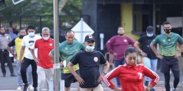 Kadis PUPR M Fauzi Ikuti Olahraga Bersama Danrem 042/Gapu