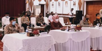 Pj.Gubernur Ikuti Rakornas Penanggulangan Bencana Tahun 2021 Secara Virtual