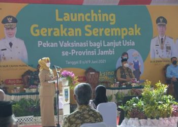 Pj. Gubernur Launching Serentak Pekan Vaksin Lansia se-Provinsi Jambi