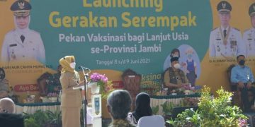 Pj. Gubernur Launching Serentak Pekan Vaksin Lansia se-Provinsi Jambi