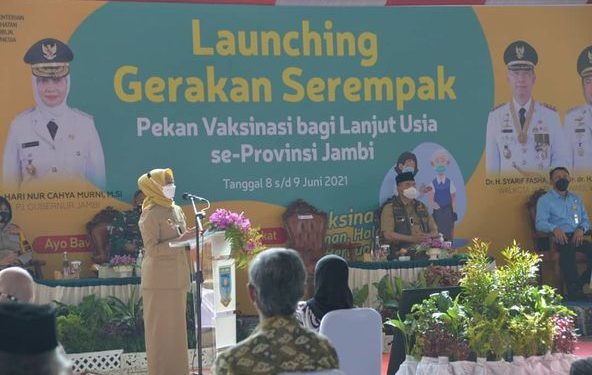 Pj. Gubernur Launching Serentak Pekan Vaksin Lansia se-Provinsi Jambi