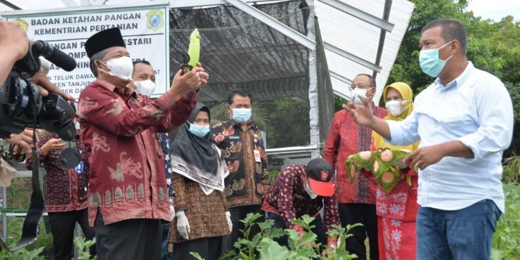 Abdullah Sani Bagi Sembako Saat Kunjungi Kawasan Pangan Lestari